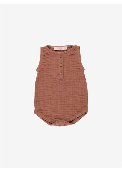 Müslin %100 Pamuk Bebek Alttan Çıtçıtlı Body Taba Rengi