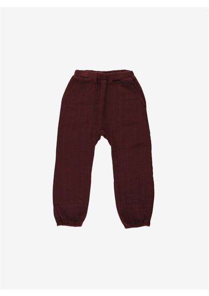 Müslin %100 Pamuk Çocuk Pantolonu Bordo