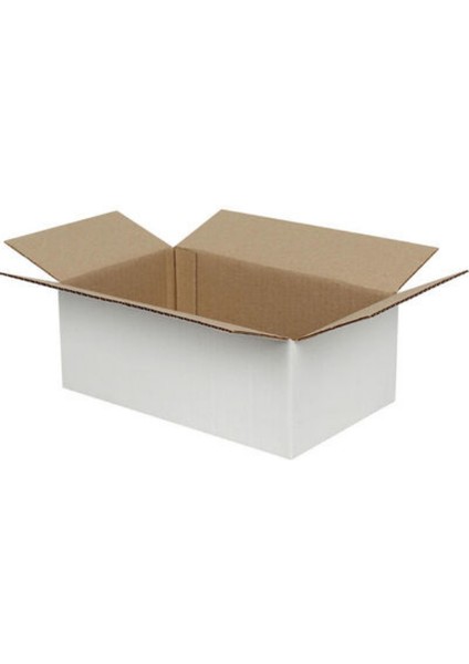 25x15x10 cm Tek Oluklu Koli Beyaz 10 Adet