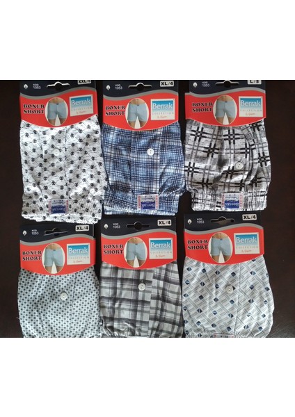 1053 Erkek Desenli Boxer %100 Pamuklu 11 Li Paket indirimleri