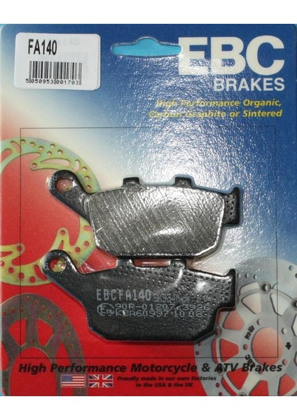 2009-2013 Yamaha Xj 6 Diversion F Arka Fren Balatası Ebc FA140 Or