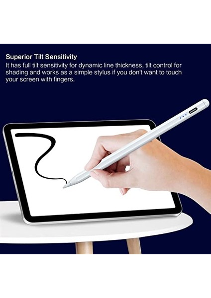 Ipad 12.9 (6.nesil) Avuç Içi Reddetmeli Eğim Hassasiyetli Dokunmatik Yazı Kalemi