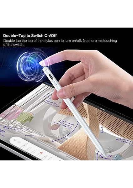 Ipad 12.9 (6.nesil) Avuç Içi Reddetmeli Eğim Hassasiyetli Dokunmatik Yazı Kalemi