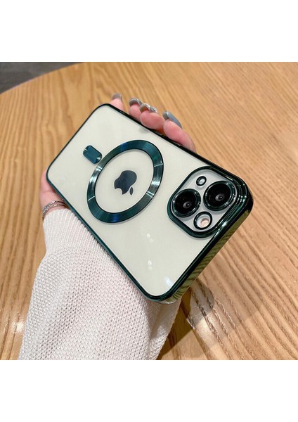 iPhone 13 Uyumlu Kılıf Magsafe Şarj Özellikli Kamera ve Lens Korumalı Esnek Silikon Dempre Case