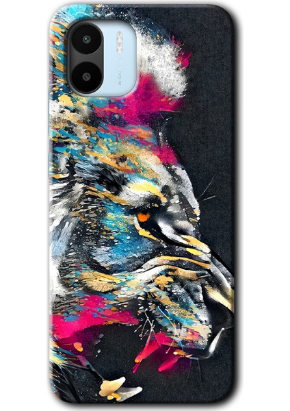 Redmi A1 Kılıf Hd Desen Baskılı Arka Kapak - Colorfull Aslan