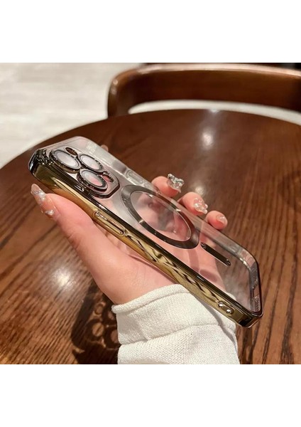iPhone 14 Pro Max Uyumlu Kılıf Magsafe Şarj Özellikli Kamera ve Lens Korumalı Esnek Silikon Dempre Case