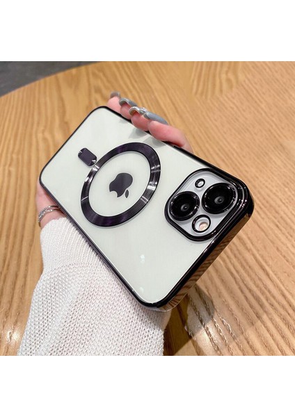 iPhone 14 Uyumlu Kılıf Magsafe Şarj Özellikli Kamera ve Lens Korumalı Esnek Silikon Dempre Case