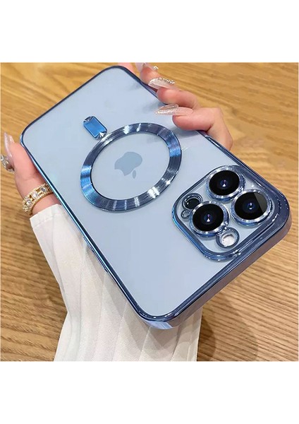 iPhone 14 Pro Max Uyumlu Kılıf Magsafe Şarj Özellikli Kamera ve Lens Korumalı Esnek Silikon Dempre Case