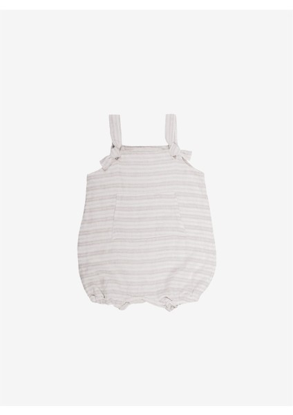 Linen Stripy Keten Çocuk Tulumu Çizgili