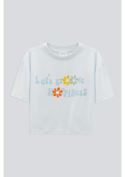 (Kids Girl) Baskılı Crop T-Shırt