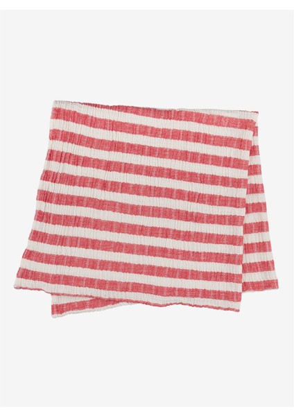 Stripy %100 Pamuk Müslin Çok Amaçlı Örtü Kırmızı 80x80