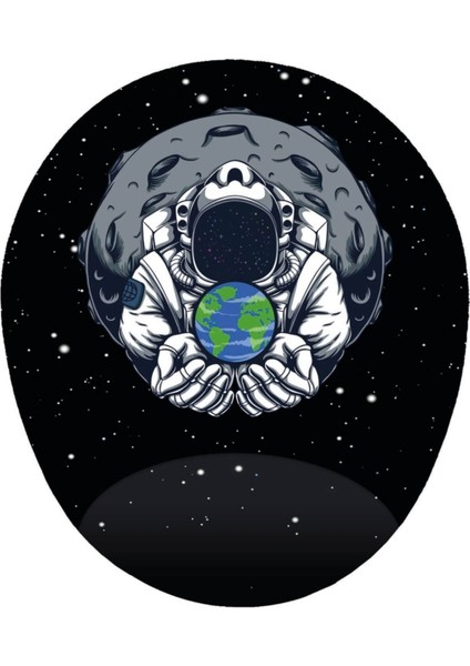 Astronotun Dünyası - Bilek Destekli Tasarım Mousepad 20X23 cm
