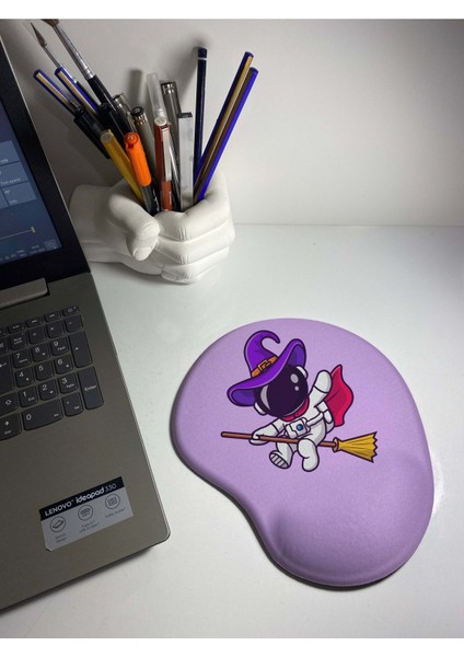 Cadı Astronot Desenli Bilek Destekli Mouse Pad