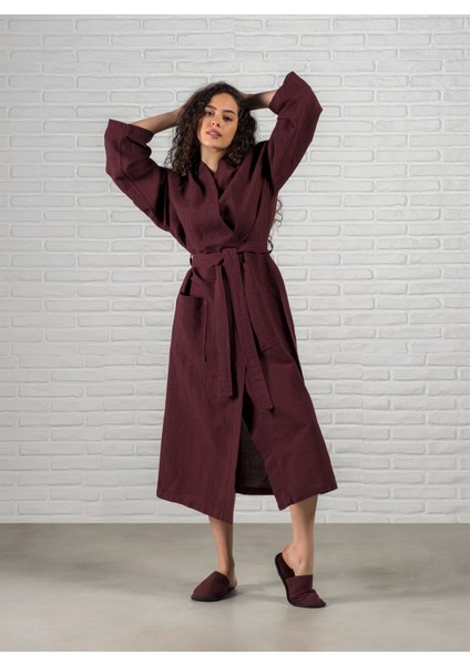Serenity Keten Kimono Bordo fiyatları