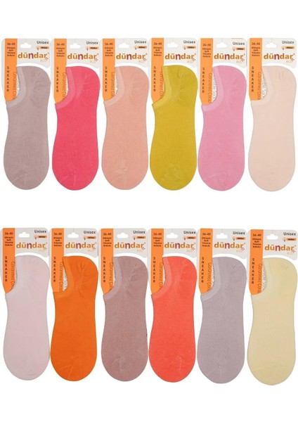 Kadın Modal Plus Pastel Renk Sneaker Çorap 6876 - 12 Adet