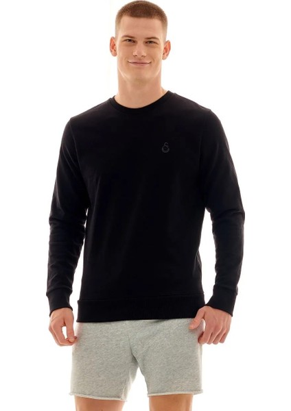 Galatasaray Lisanslı Erkek Basic Siyah Sweatshirt