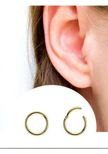 Cerrahi Çelik Menteşeli Tragus Helix Rook Conch Uyumlu Tam Halka Piercing