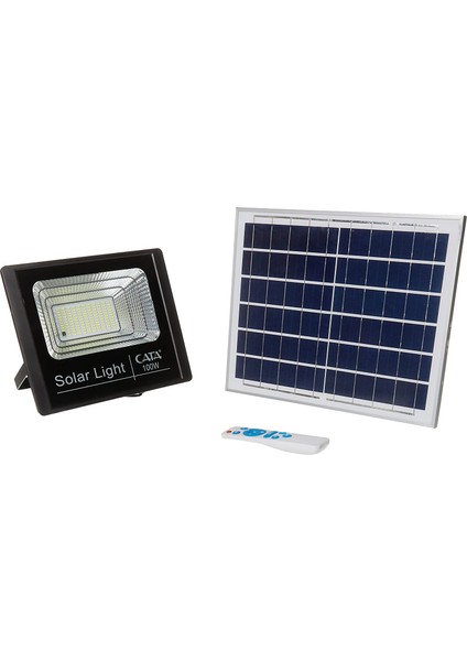 Kılıçaslan Shop CT-4648 100W 6400K Kumandalı LED Solar Projektör, Beyaz