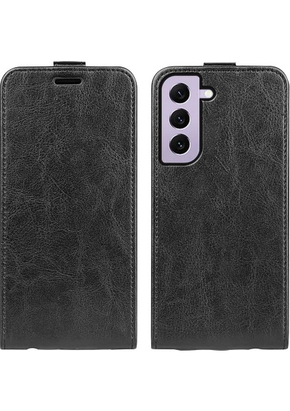 Samsung Galaxy S23 Dikey Flip Anti-Damla Çılgın At Doku Kart Tutucu Deri Koruyucu Kapak Telefon Kılıfı (Yurt Dışından)