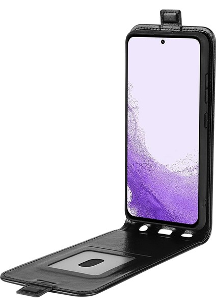 Samsung Galaxy S23 Dikey Flip Anti-Damla Çılgın At Doku Kart Tutucu Deri Koruyucu Kapak Telefon Kılıfı (Yurt Dışından) modelleri