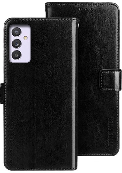 Samsung Galaxy A14 Için Idewei 5g Cep U Kasa Çantası Çılgın At Dokusu Anti-Çizgi Flip Pu Destek Destekleme Cüzdan Kapağı Telefon Kılıfı (Yurt Dışından)