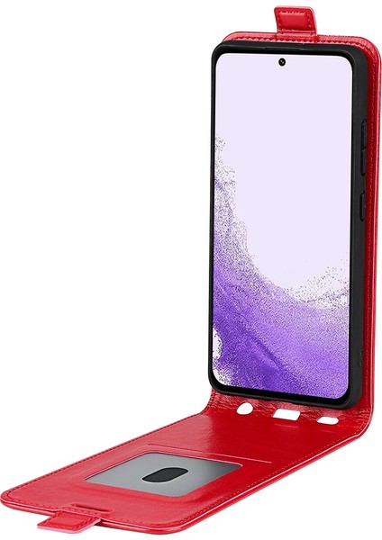 Samsung Galaxy S23 Dikey Flip Anti-Damla Çılgın At Doku Kart Tutucu Deri Koruyucu Kapak Telefon Kılıfı (Yurt Dışından) modelleri