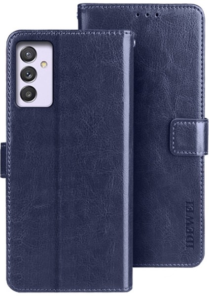 Samsung Galaxy A14 Için Idewei 5g Cep U Kasa Çantası Çılgın At Dokusu Anti-Çizgi Flip Pu Destek Destekleme Cüzdan Kapağı Telefon Kılıfı (Yurt Dışından)