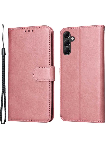 Samsung Galaxy A14 Için 5g Buzağı Dokusu Pu Deri Manyetik Toka Cüzdanı Bilek Kayışı Telefon Kılıfı (Yurt Dışından)