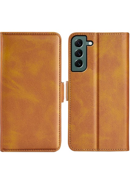 Samsung Galaxy S23 Için Plus Buzağı Dokusu Pu Deri Deri Çift Manyetik Toka Anti-Çizgi Cüzdan Kapağı Telefon Kılıfı (Yurt Dışından)
