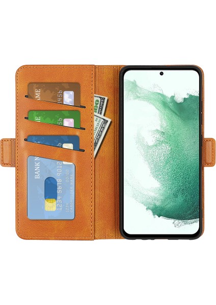 Samsung Galaxy S23 Için Plus Buzağı Dokusu Pu Deri Deri Çift Manyetik Toka Anti-Çizgi Cüzdan Kapağı Telefon Kılıfı (Yurt Dışından) modelleri