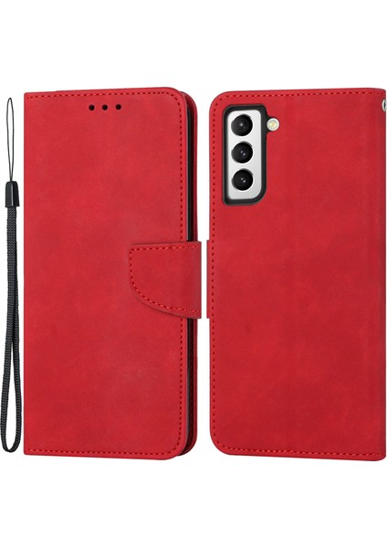 Samsung Galaxy S23 Pu Deri Manyetik Flip Kasası I Işlevi Strap ile Düz Renk Cüzdan Kapağı Telefon Kılıfı (Yurt Dışından)