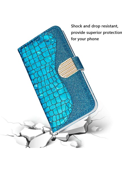 Samsung Galaxy S23 Için Ultra Işıltılı Parıltılı Bir Ekleme I Kapağı Timsah Doku Damla Geçirmez Pu Deri Cüzdan Kasası Telefon Kılıfı (Yurt Dışından)