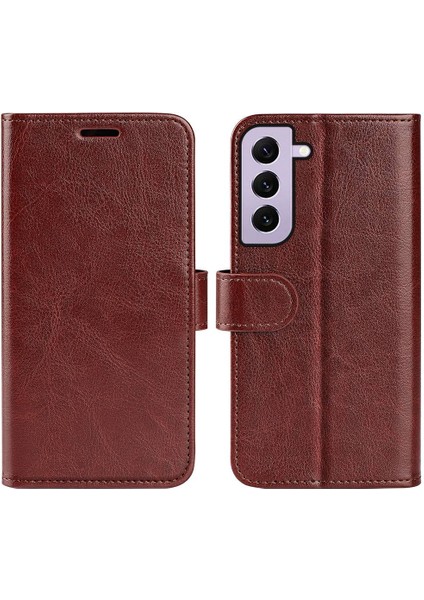 Samsung Galaxy S23 Pu Deri Deri Cüzdan Çılgın At Doku Folio Flip Çizgiye Döküm Anti Telefon Kılıfı (Yurt Dışından)