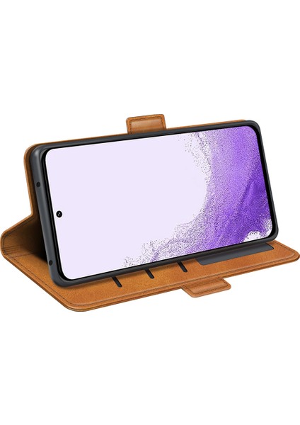 Samsung Galaxy S23 Için Destekleme Cüzdan Cep U Kapağı Buzağı Dokusu Pu Deri Çift Manyetik Toka Telefon Kılıfı (Yurt Dışından) modelleri