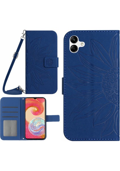 Samsung Galaxy A04E Için 4g HT04 Baskılı Ayçiçeği Flip Kapak Deri Deri Manyetik Kapatma Folio Cüzdan Omuz Kayışı Telefon Kılıfı (Yurt Dışından)