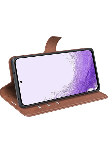 Samsung Galaxy S23 Buzağı Dokusu Pu Deri Folio Flip Kare Manyetik Toka Cüzdan Kapağı Telefon Kılıfı (Yurt Dışından) modelleri
