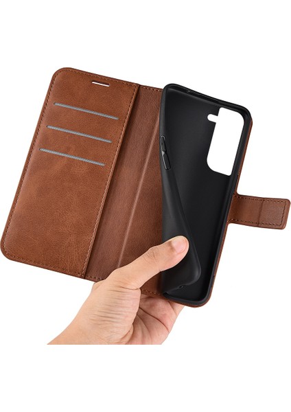 Samsung Galaxy S23 Buzağı Dokusu Pu Deri Folio Flip Kare Manyetik Toka Cüzdan Kapağı Telefon Kılıfı (Yurt Dışından) fırsatları