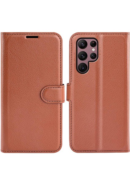 Samsung Galaxy S23 Için Ultra Cep Doku Pu Pu Deri Tam Koruma Flip Cüzdan Telefon Kılıfı (Yurt Dışından)