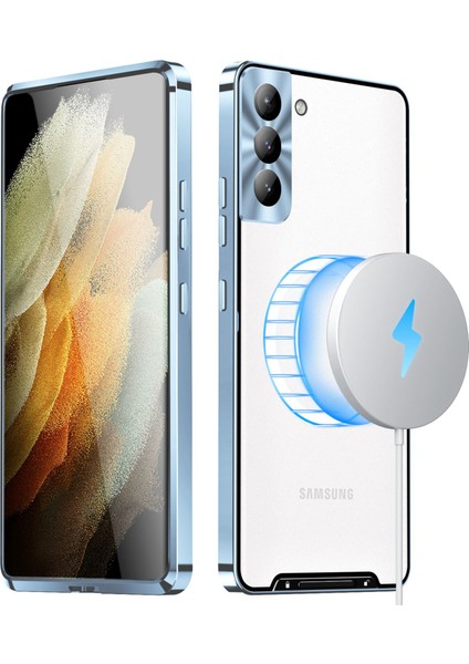 Samsung Galaxy S21 Fe 5g Manyetik Adsorpsiyon Mat Tpu Geri + Metal Kenar Entegre Lens Koruma Bum Telefon Kılıfı (Yurt Dışından)