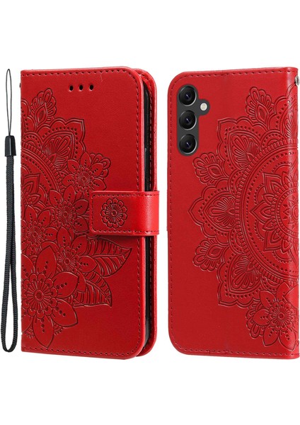 Samsung Galaxy A14 Için 5g Çiçek Baskı Pu Deri Folio Flip Katlanabilir Cüzdan Kayış Telefon Kılıfı (Yurt Dışından)