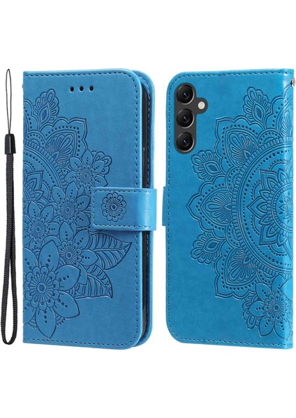 Samsung Galaxy A14 Için 5g Çiçek Baskı Pu Deri Folio Flip Katlanabilir Cüzdan Kayış Telefon Kılıfı (Yurt Dışından)