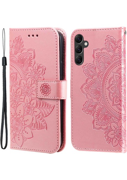 Samsung Galaxy A14 Için 5g Çiçek Baskı Pu Deri Folio Flip Katlanabilir Cüzdan Kayış Telefon Kılıfı (Yurt Dışından)