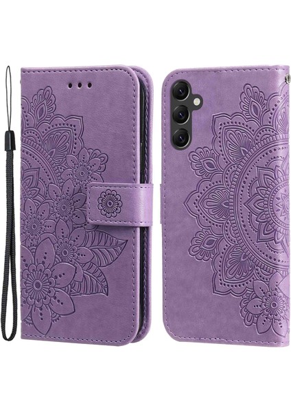 Samsung Galaxy A14 Için 5g Çiçek Baskı Pu Deri Folio Flip Katlanabilir Cüzdan Kayış Telefon Kılıfı (Yurt Dışından)