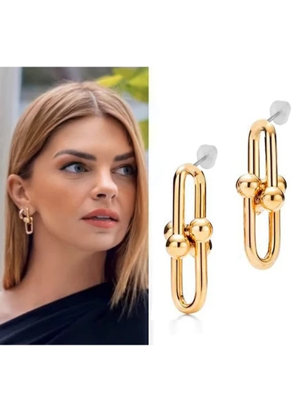 X-lady Accessories Altın Kaplama Kısa Ikili  Blanca Gold Küpe - 2111