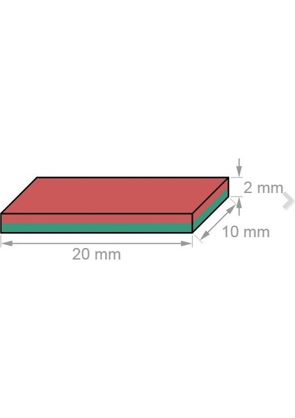 2 Adet 20X10X2 Köşeli Neodyum Mıknatıs Magnet