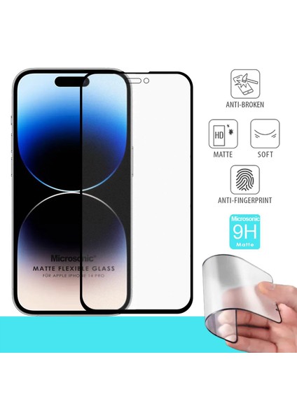 Apple iPhone 14 Pro Seramik Matte Flexible Ekran Koruyucu Siyah