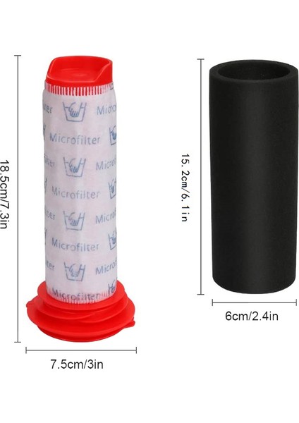 Sporcu İçin Yedek Filtre Kiti, 3 Ana Çubuk Filtre + Akülü Elektrikli Süpürge İçin 3 Köpük Sporcu Filtresi (Yurt Dışından)