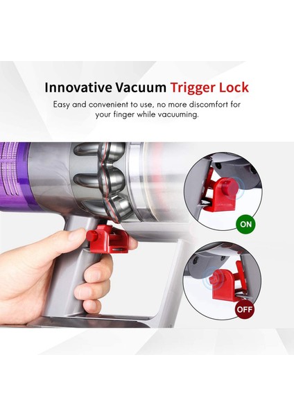 V10 V11 Elektrikli Süpürge Parçaları Aksesuarına Uyumlu Tetik Kilidi, Düğme Kilidi Aksesuarları-Kırmızı (Yurt Dışından) modelleri