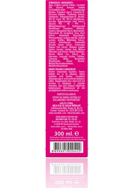 KEPEĞE VE DÖKÜLMEYE KARŞI ETKİLİ YAĞLI SAÇLAR İÇİN BAKIM ŞAMPUANI 300 ML