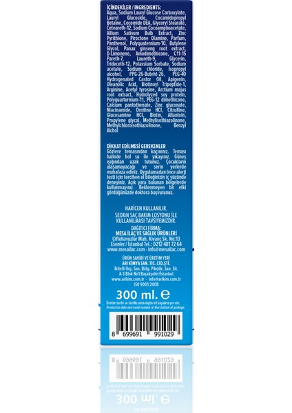 SAÇ DÖKÜLMESİNE KARŞI ETKİLİ ŞAMPUAN 300 ML